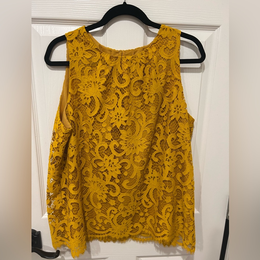 LOFT Mustard Lace Top